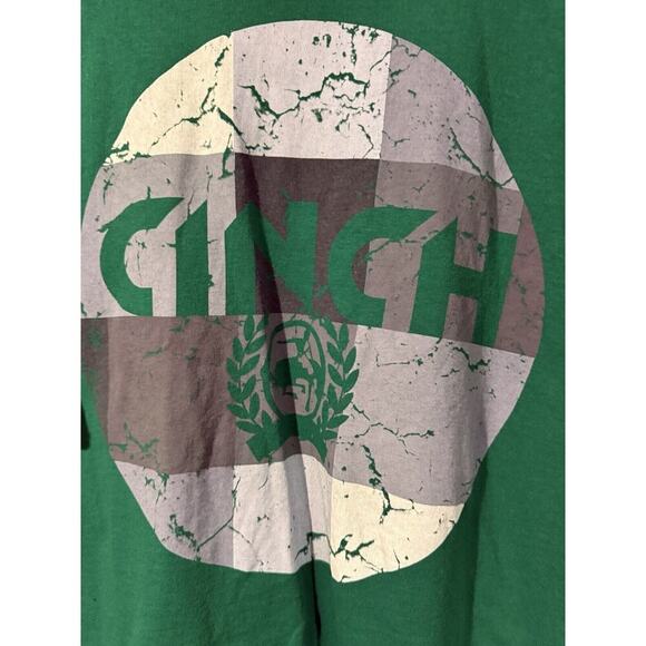 Vintage Cinch Western Wear Cowboy Jeans T-shirt Green USA L - Picture 2 of 4